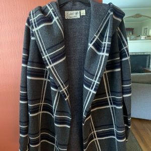 Anthropologie~ Field Flower Glencoe plaid wool sweater coat/ Ex!/XS